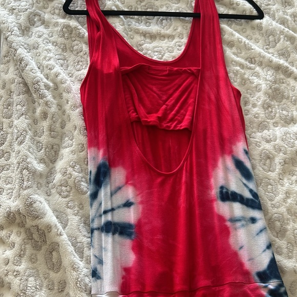 BNWOT Venus tie dye maxi dress with side slit red white blue - Picture 4 of 5
